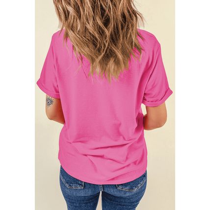 Sachet Pink Flag Pattern Boots Bow Accent Casual Graphic Tee