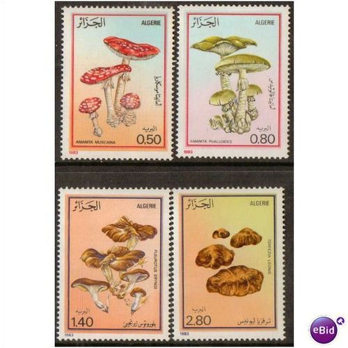ALGERIA ALGERIE 1983 FUNGI SET OF 4 MINT NEVER HINGED MNH MUSHROOMS