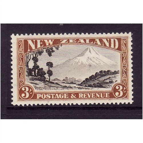 NEW ZEALAND 1942 SG590c 3s MT EGMONT CHOCOLATE YELLOW BROWN U/M MINT