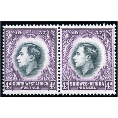 South West Africa KGVI 1937 Coronation 4d Black & Purple Mounted Mint MM SG 102