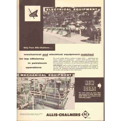 allis-chalmers 1959 oil petroleum equipment pumps engines vintage ad