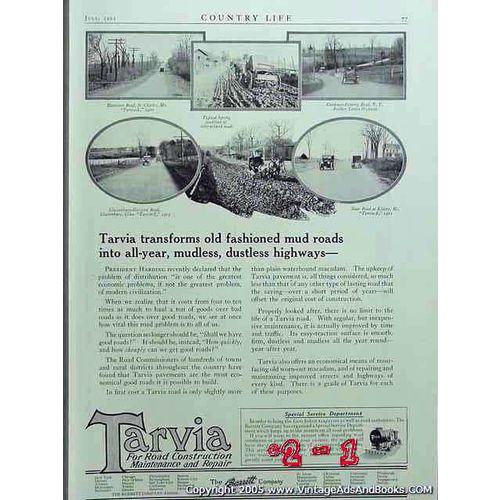 barrett company 1922 tarvia road highway construction vintage ad