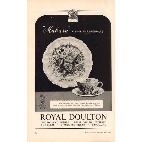 royal doulton company ltd 1953 malvern earthenware pottery vintage ad