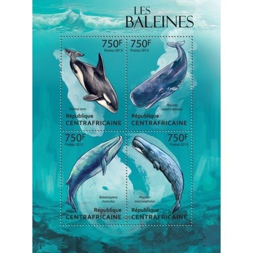 CENTRAL AFRICA 2013 SHEET MNH WHALES MARINE LIFE BALEINES WALEN BALEIAS