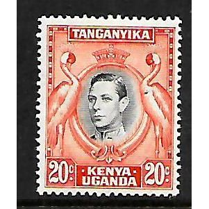 KENYA UGANDA & TANGANYIKA 1942 20c BLACK AND ORANGE SG 139b M / MINT