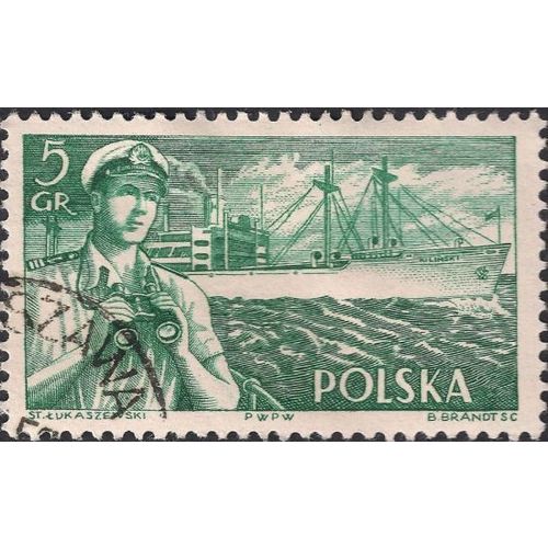 POLAND, SHIPS, The freighter Kilinski, green 1956, 5 Gr