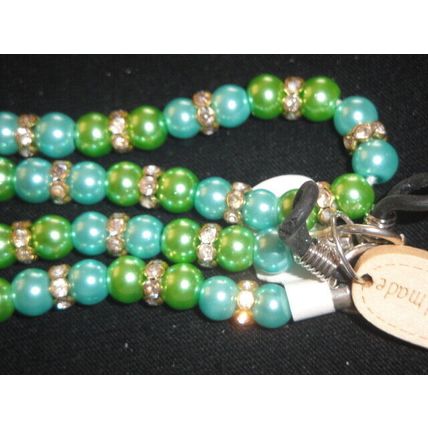 Striking 26" green & turquoise lanyard cord sun reading driving glasses