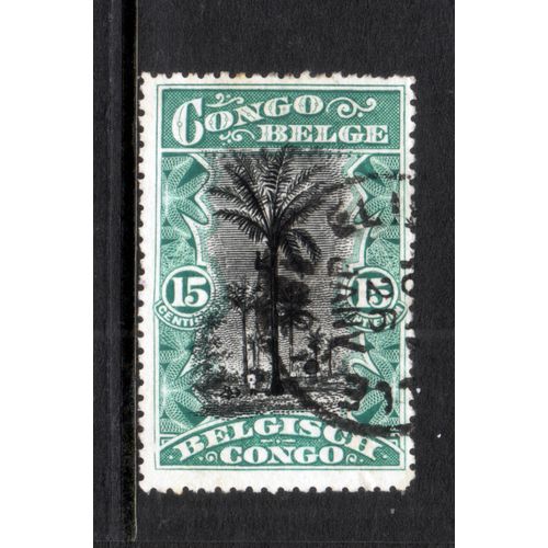BELGIUM CONGO 1915 SG 72b 15c BLACK AND GREEN FINE USED #7