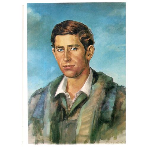 H.R.H. Prince Charles unused postcard vgc John Hughes Hallett painting. =