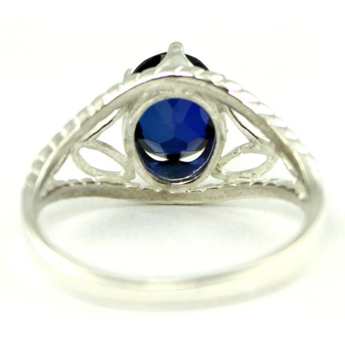 Created Blue Sapphire, 925 Sterling Silver Ring, SR137