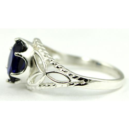 Created Blue Sapphire, 925 Sterling Silver Ring, SR137