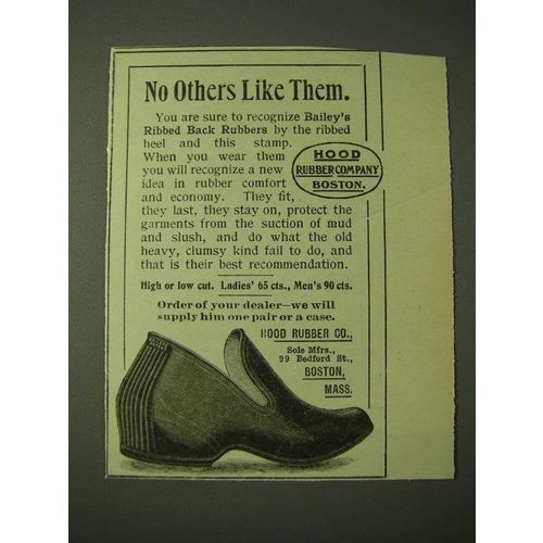 1900 Hood Rubber Co. Bailey's Ribbed Back Rubbers Ad - No others like them