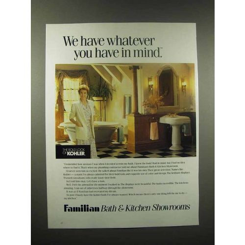 1990 Familian Bath & Kitchen Showrooms Kohler Ad