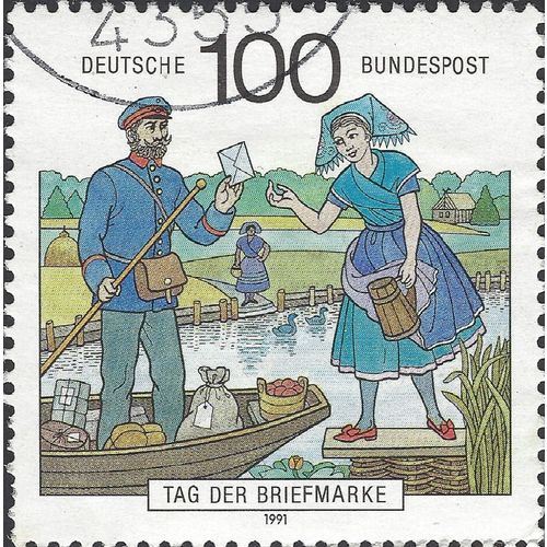 GERMANY, Post by boat, blue 1991, 100pf, #3