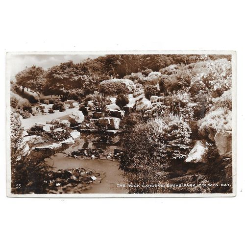 REAL PHOTO POSTCARD OF ROCK GARDENS EIRIAS PARK COLWYN BAY DENBIGHSHIRE (3084)