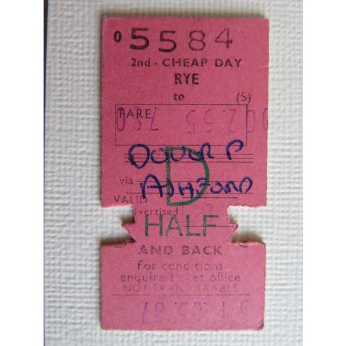 BR Rye-Dover P via Ashford 2nd Cheap Day Rtn Half Ticket