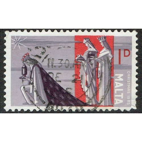 Malta 1965 Christmas 1d Slate Purple and Red SG359 FU