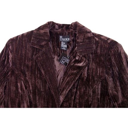 NEW NY Collection Chocolate Brown Crushed Fabric Lined Blazer, Medium, $72