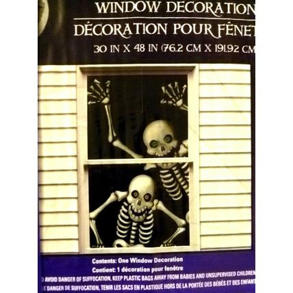 "HALLOWEEN SKELETONS DOOR COVER & 2 MATCHING 30x 48 WINDOW DECORATIONS