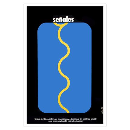 Movie Poster for Cuba film.SEñALES.East Germany art.Signal in yellow.Minimalism.