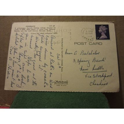 COVERACK, CORNWALL used postcard 1968 pm =
