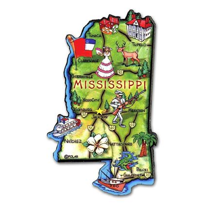 Mississippi The Magnolia State Artwood Jumbo Fridge Magnet