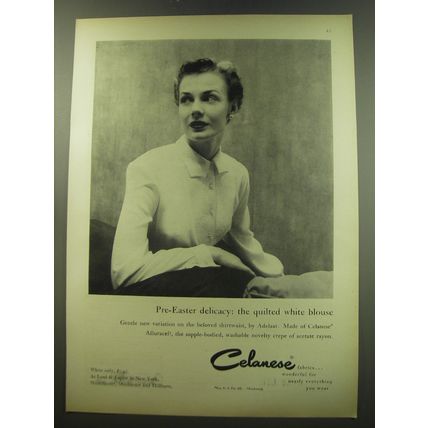 1949 Celanese Alluracel Blouse by Adelaar Advertisement - Pre-Easter delicacy