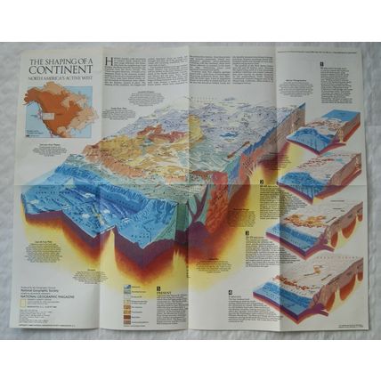 1985 National Geographic map Shaping of a Continent, North America's Active West
