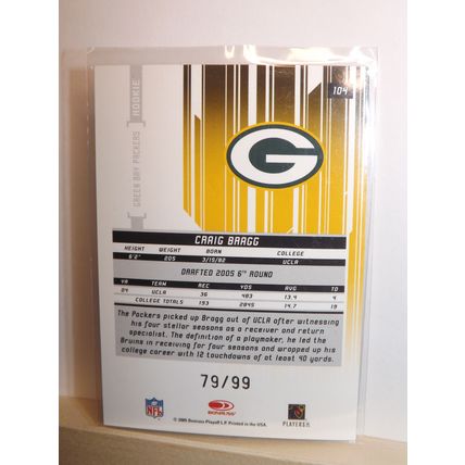 2005 Leaf Rookies & Stars CRAIG BRAGG (Packers) Rookie Card #104 79/99
