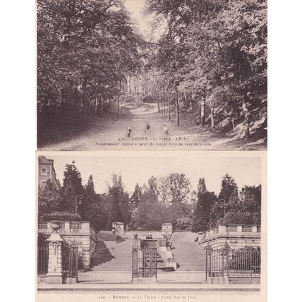 Rennes Le Thabor Children Playing Park Games Antique French 2x Postcard s
