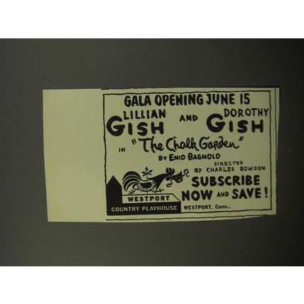 1956 The Chalk Garden Play Ad - Gala opening June 15