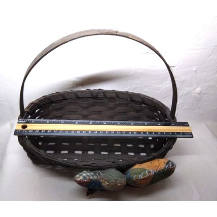 Dark Brown Basket with Adorable 2 "Stuffed Pillow" Hearts! 11x7x4 - Fast Ship!