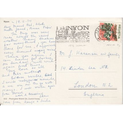 Switzerland Postcard 1974 - Nyon