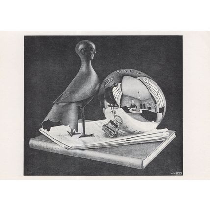 Reflecting Globe MC Escher Dutch Artist Painting Postcard