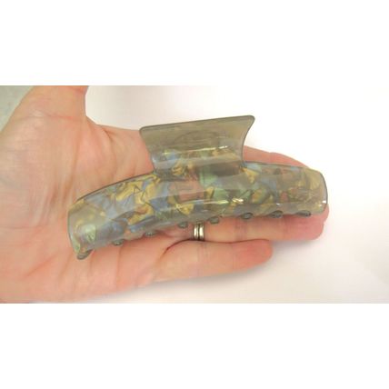 Iridescent gray abalone sea shell effect hair claw clamp clip