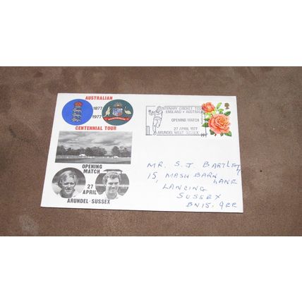 1977 GB Cover - Australia v England Cricket centenary Tour - Arundel, Sussex