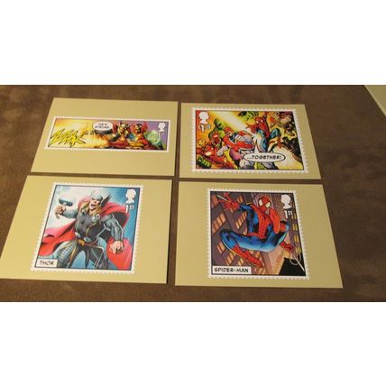 2019 GB PHQ FDC Cover Postcards - Marvel comics set & M/S super heroes