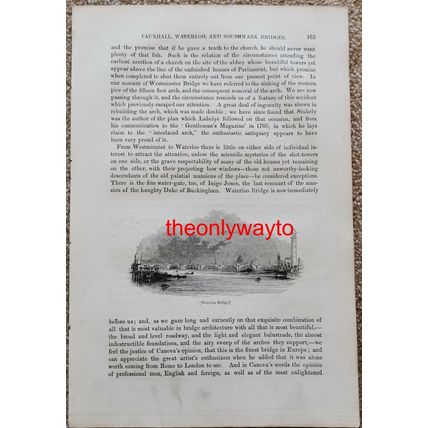 Waterloo Bridge, London, Book Illustration (Print), 1842