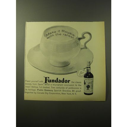 1960 Pedro Domecq Fundador Brandy Advertisement - Make it Royale