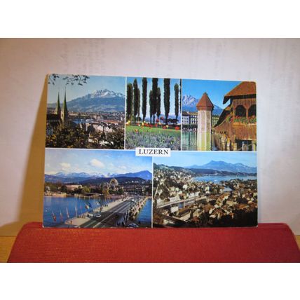 LUZERN, SWITZERLAND Lucerne used vintage postcard multiview 1973 postmark =
