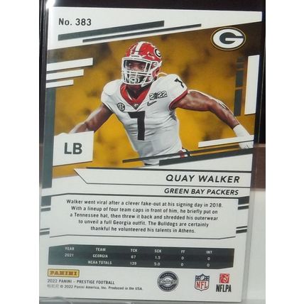 2022 Prestige QUAY WALKER (Georgia/Packers) Rookie Card #383