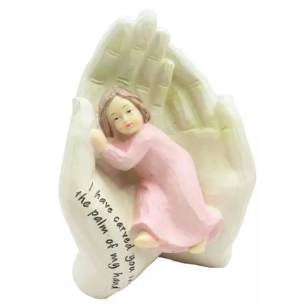 Palm of My Hand Girl Ornament with Sentimental Verse 15.5 CM Christianity Faith