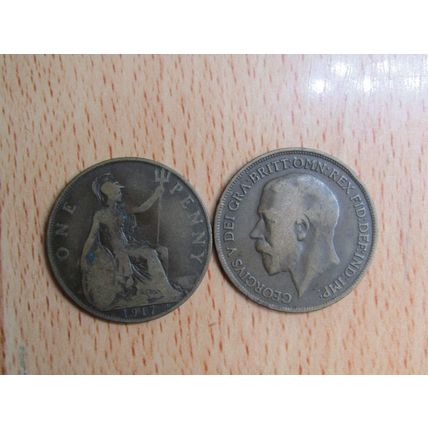 GB 1917 George V Penny Coin