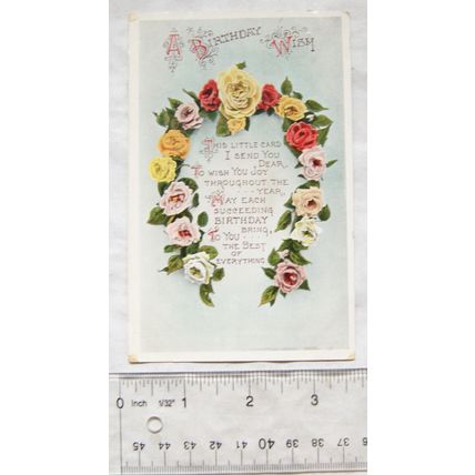 1909 postcard A Birthday Wish - Flowers