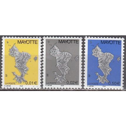 Mayotte 2004 Yvert 150 - 152 Neuf ** Cote (2017) 2.60 € Carte de l'île