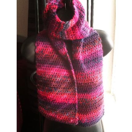 Handmade crochet scarf, burgundy,red,pink