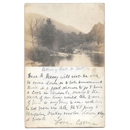 Postcard UK Wales Caernarvonshire Betwys-y-Coed posted 1910 unusual design Xmas