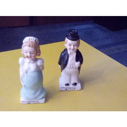 Old Vintage Original Bride & Groom Salt & Pepper Shakers 1950s