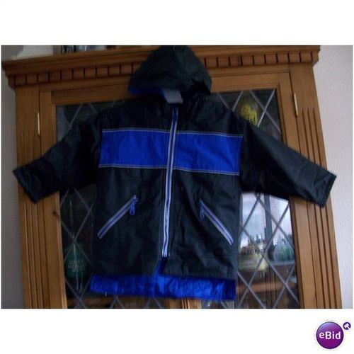 Wippette BLACK & BLUE HOODED RAIN JACKET 5-7Yrs **GC**