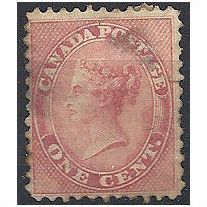 Canada 1859 SG 29 1c Pale Rose Good Used ..